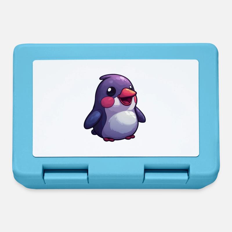 Pingouin mignon - Conception de style bande dessinée pour les enfants - Boîte à goûter - bleu saphir