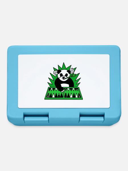 Lustiger Panda spielt Backgammon - Brotdose - Saphirblau
