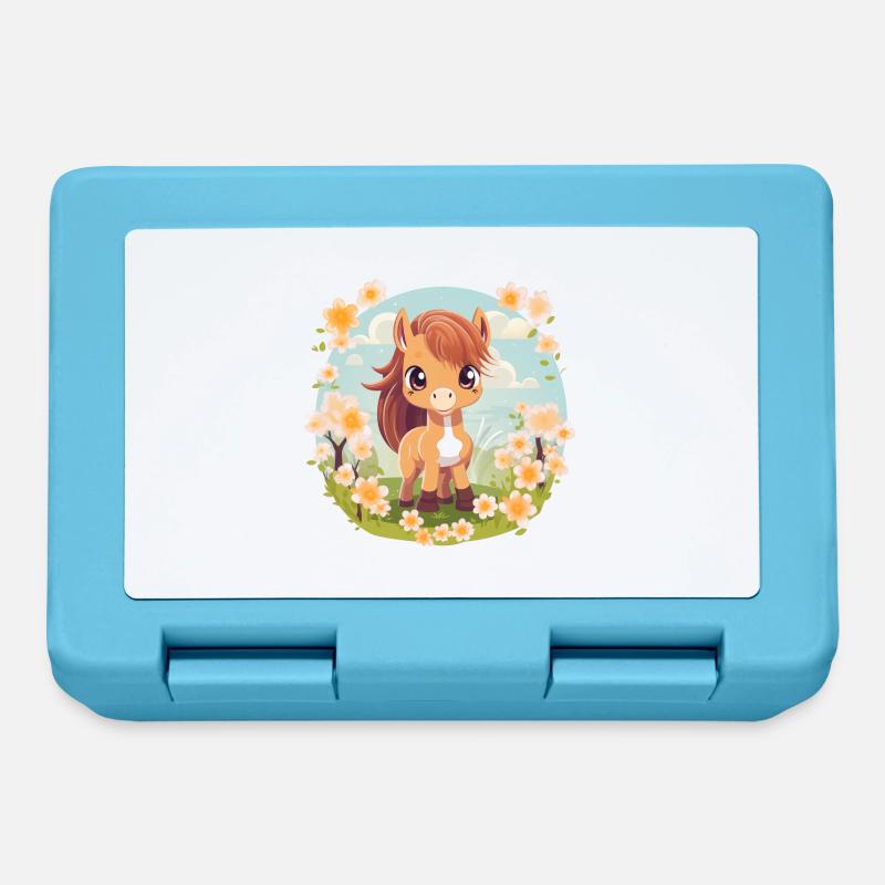 Super Cute Pony Kawaii Style Spring - Lunchbox - sapphire blue