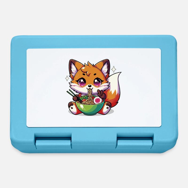 Mignon renard kawaii mangeant des ramen 1 - Boîte à goûter - bleu saphir
