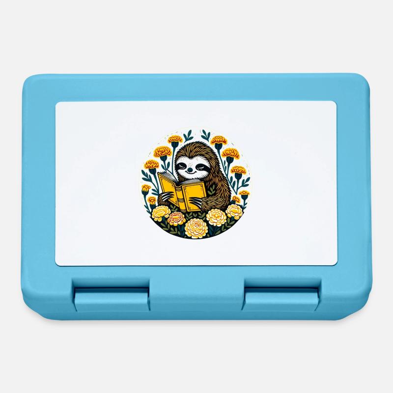 Reading Sloth - Lunchbox - sapphire blue