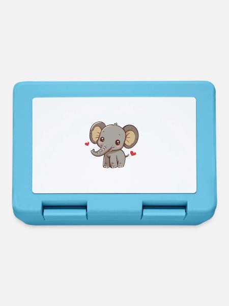 Niedlicher Elefant Mit Herzen - Brotdose - Saphirblau