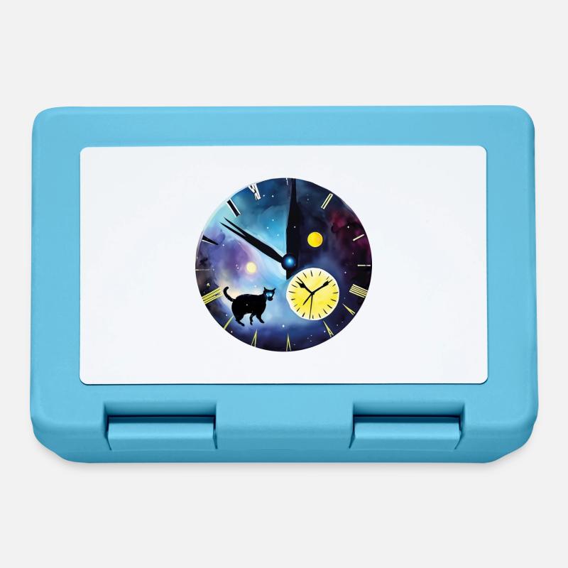 Abstract Cats Clock - Lunchbox - sapphire blue