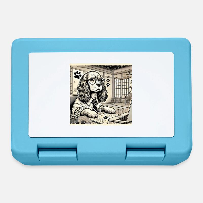 Japan Ukijo e Stil Schreibtisch Cocker Spaniel - Brotdose - Saphirblau
