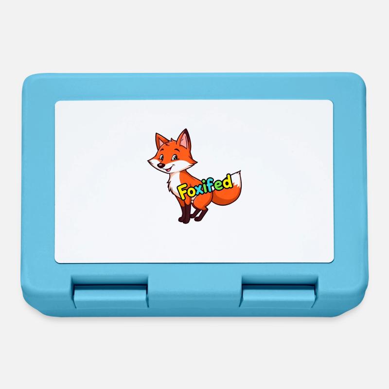 Upright Red Fox in Bushy Forest, Smiling - Lunchbox - sapphire blue