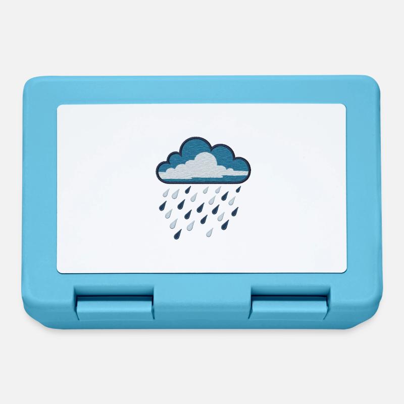 Nuage de pluie brodé - Boîte à goûter - bleu saphir