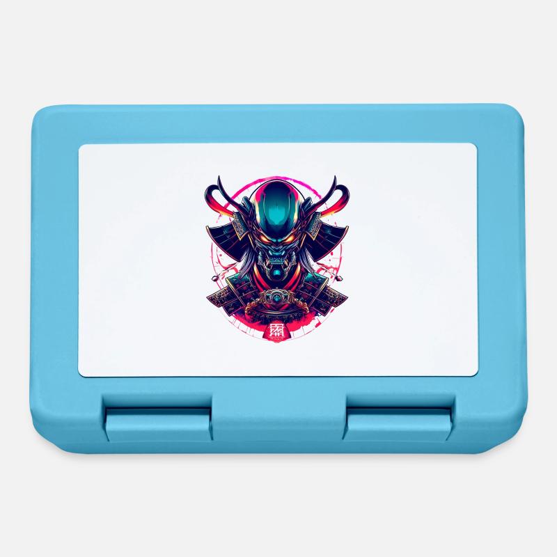 Futuristic Samurai Warrior - Cyberpunk Alien Mask - Lunchbox - sapphire blue