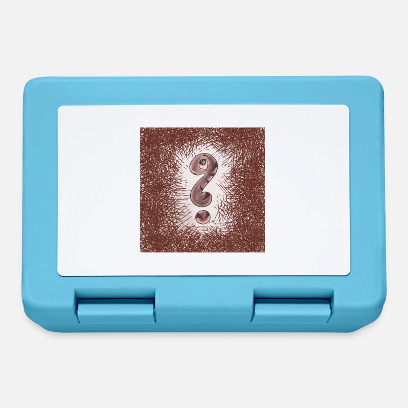 Cute Question Mark Snake Brown - Lunchbox - sapphire blue