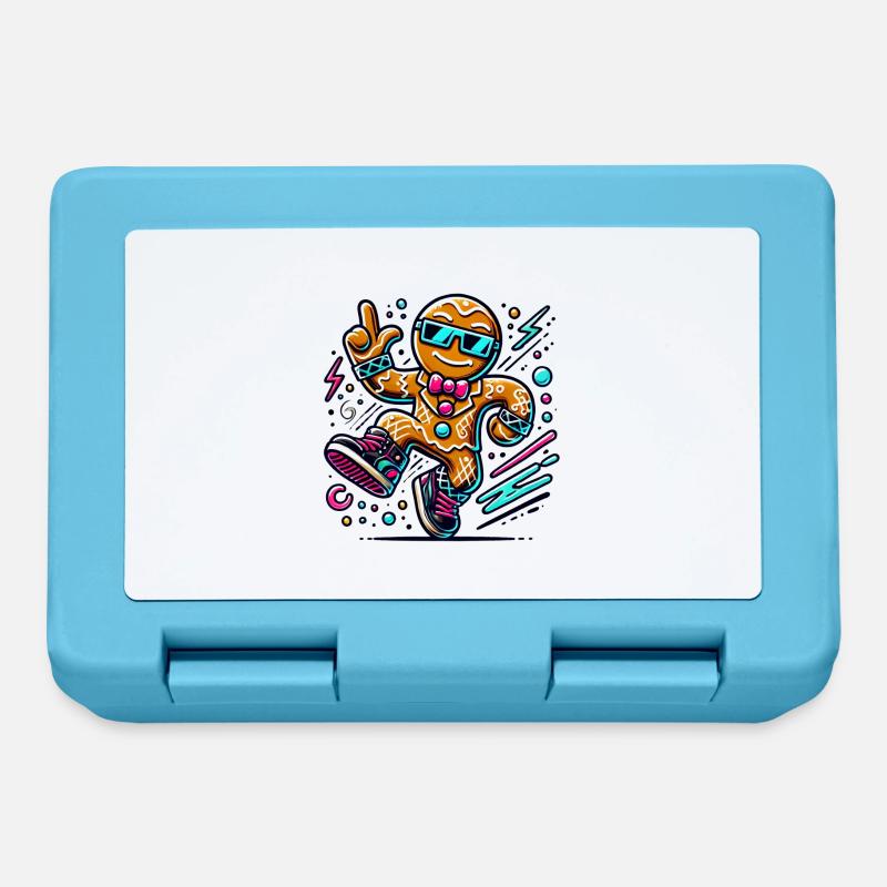 Dancing Gingerbread Man Christmas - Lunchbox - sapphire blue