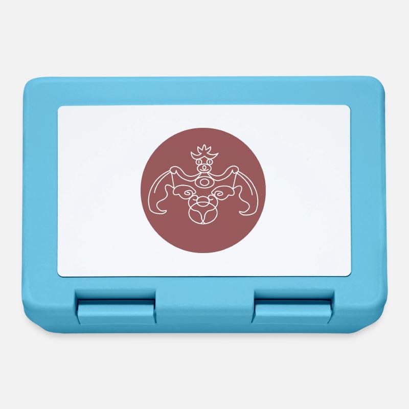 stylized dragon on red-brown background - Lunchbox - sapphire blue