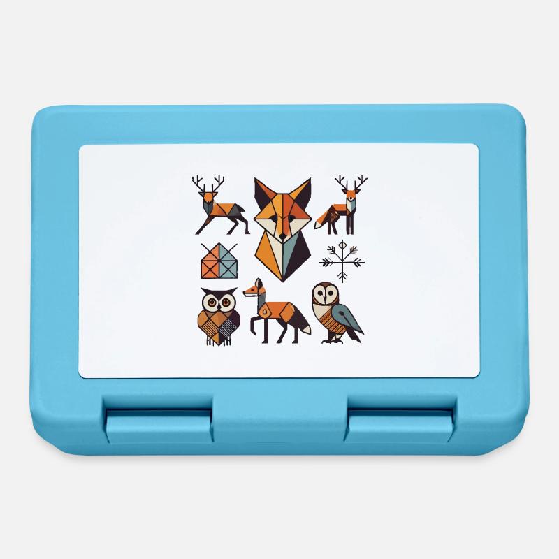 Animaux géométriques de la forêt - Boîte à goûter - bleu saphir