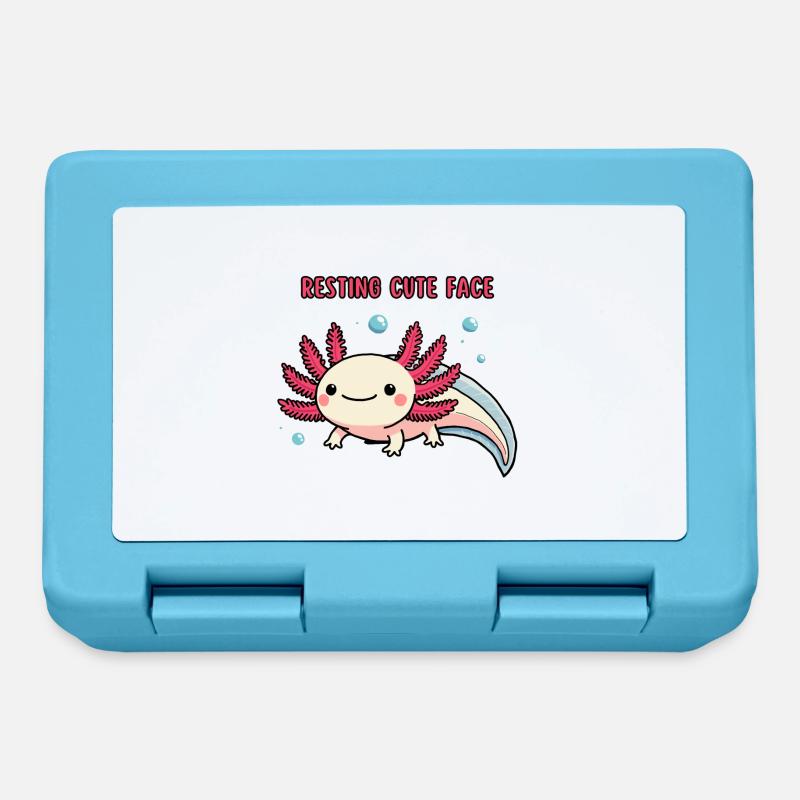 Axolotl - Resting cute face - Lunchbox - sapphire blue