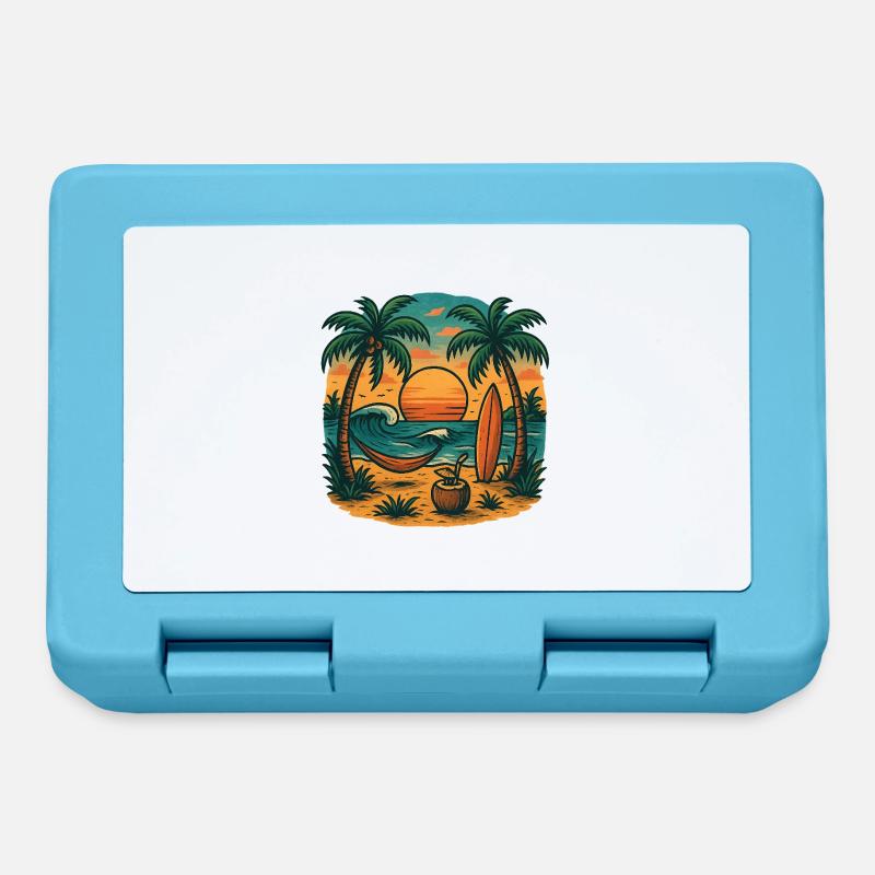 Vie tropicale à la plage - Boîte à goûter - bleu saphir