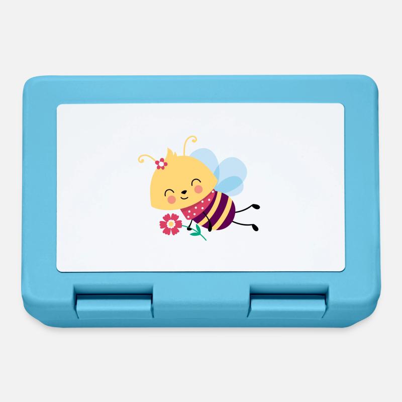 Bee with flower - Lunchbox - sapphire blue