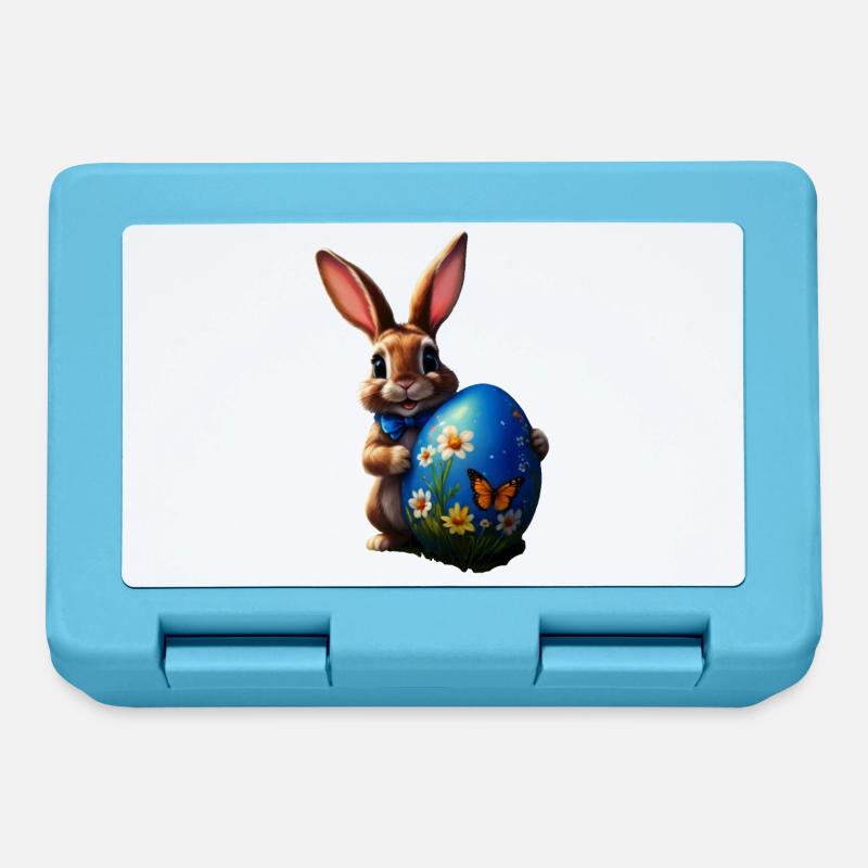 Petit lapin de Pâques avec œuf de Pâques bleu - Boîte à goûter - bleu saphir