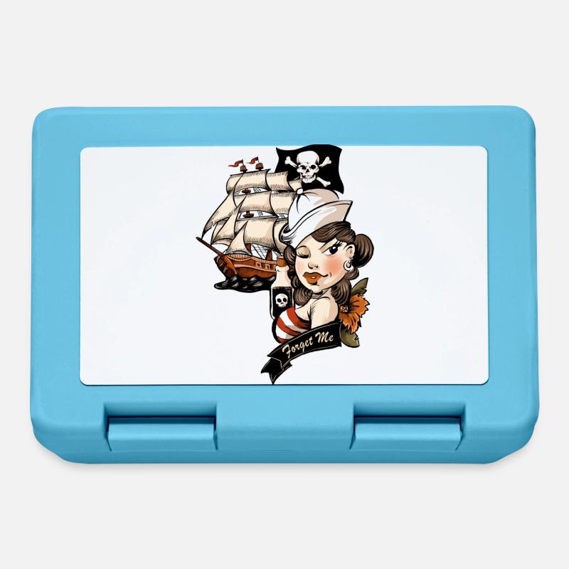 Tatouage d'amour de pirate - Boîte à goûter - bleu saphir