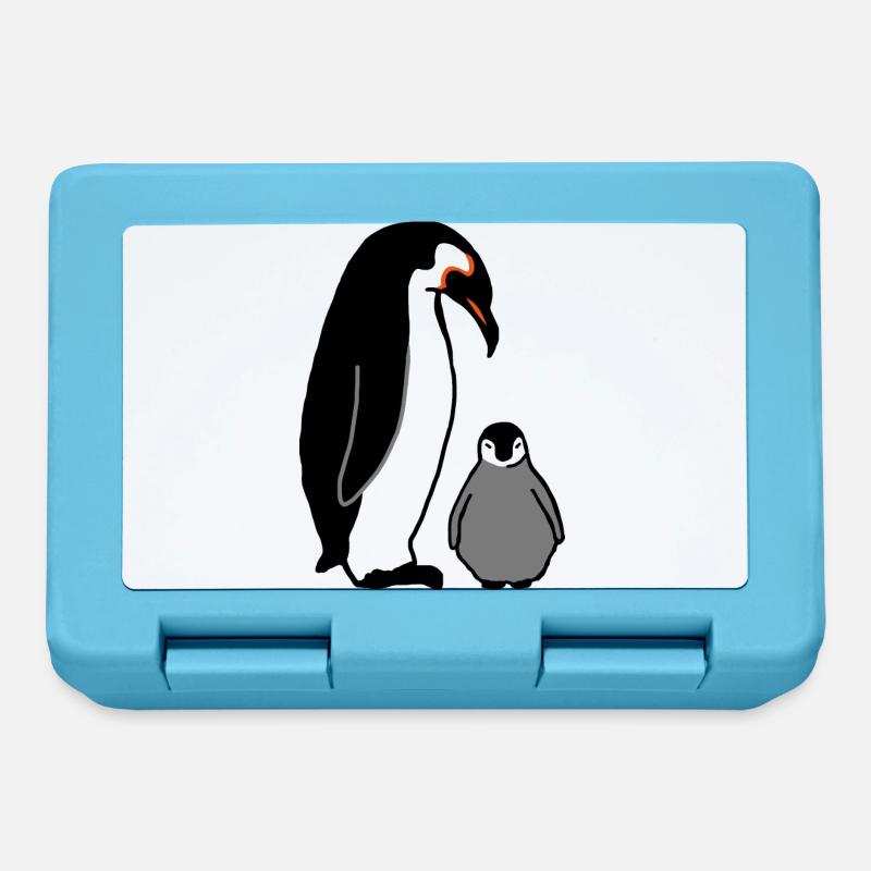 Pingouin avec bébé - Boîte à goûter - bleu saphir