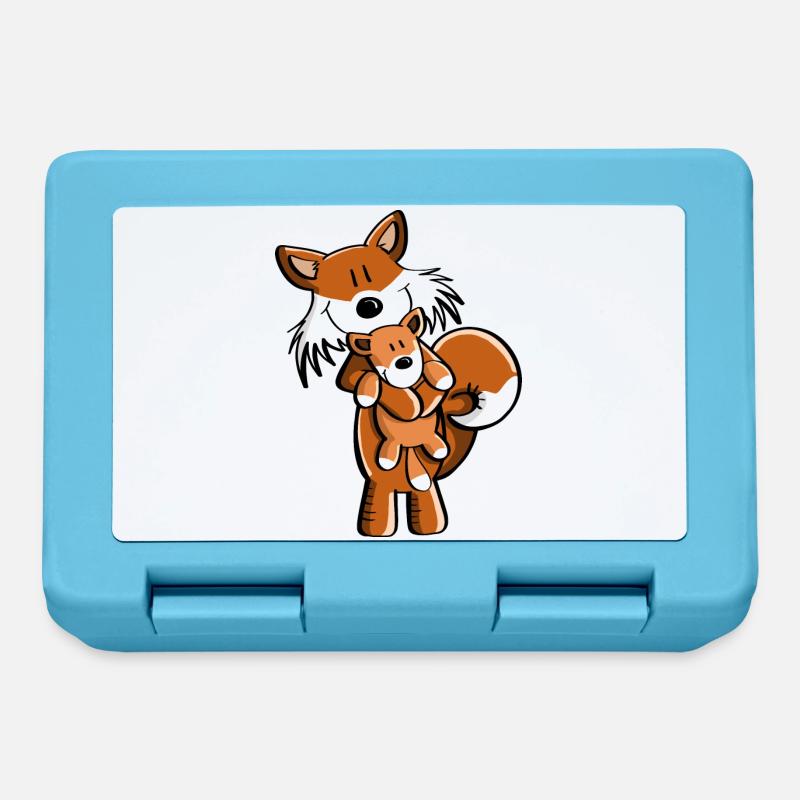 Fuchs avec bébé renard - cadeau comique - enfants - Boîte à goûter - bleu saphir
