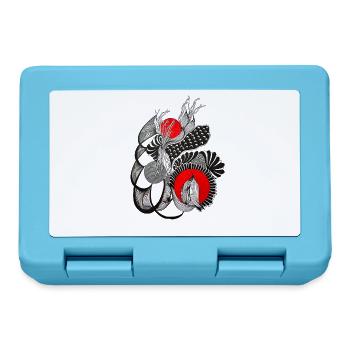 Monochrome flower circles with red - Lunchbox - sapphire blue - Front