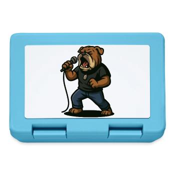 Rocksängerin Bulldogge mit Mikrofonkunst - Brotdose - Saphirblau - Vorne