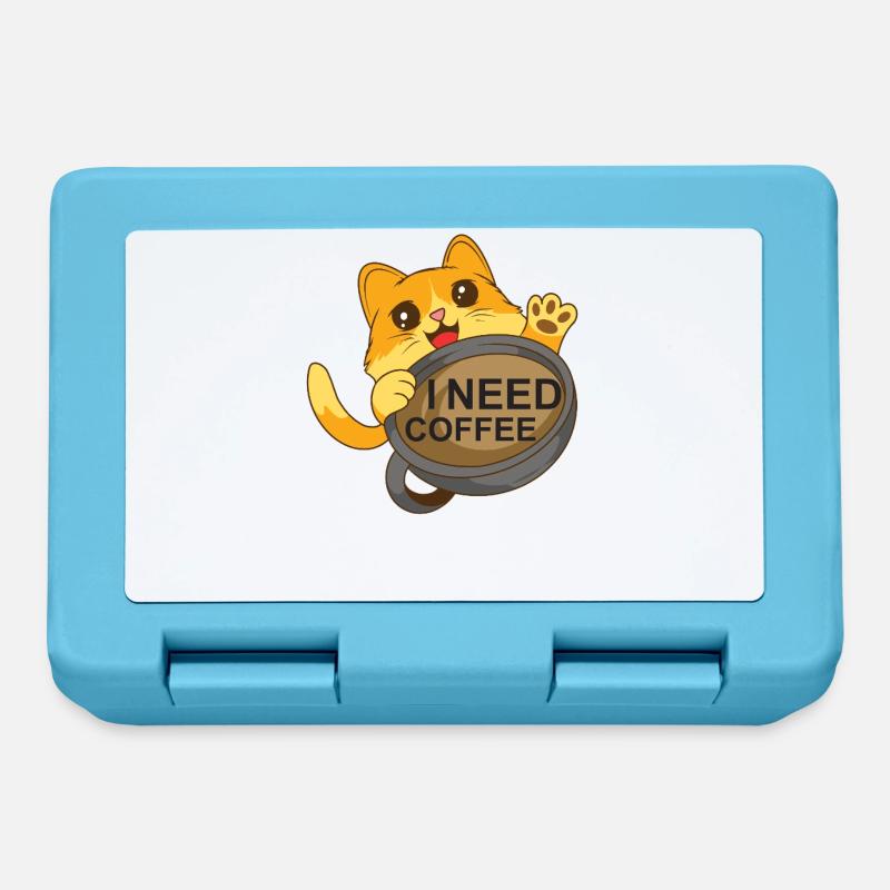 Cat needs coffee - Lunchbox - sapphire blue