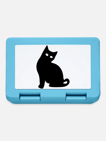 Katze Silhouette schwarz Geschenk Katzenliebhaber - Brotdose - Saphirblau