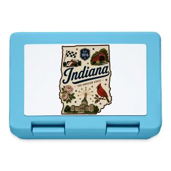Indiana Hoosier State Vintage-Reiseaufkleber - Brotdose - Saphirblau - Vorne
