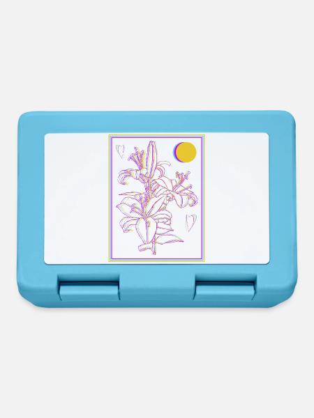 Tanzende Lilie Blumen Doodle - Brotdose - Saphirblau