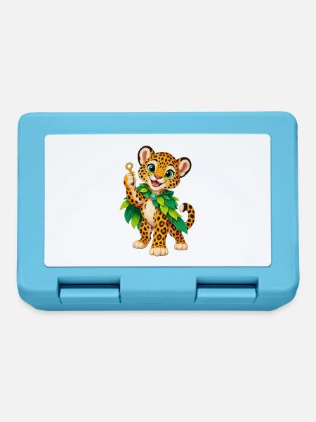 Jungle Leopardenkind mit Blattkrone - Brotdose - Saphirblau