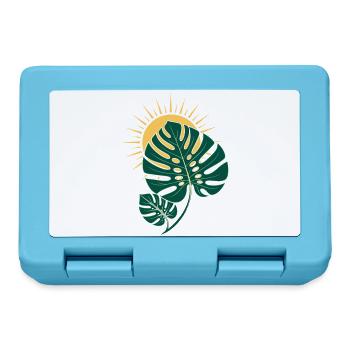 Monstera Blatt mit Sonne – Boho Botanical - Brotdose - Saphirblau - Vorne