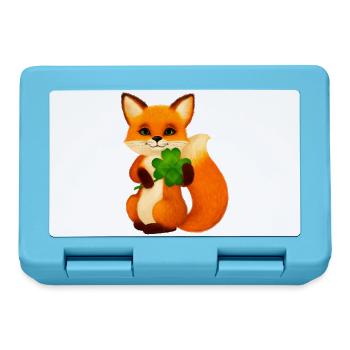 Niedlicher kleiner Fuchs mit vierblättrigem Klee - Brotdose - Saphirblau - Vorne