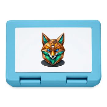 Geometrischer Fuchs Kristall Low Poly Design - Brotdose - Saphirblau - Vorne