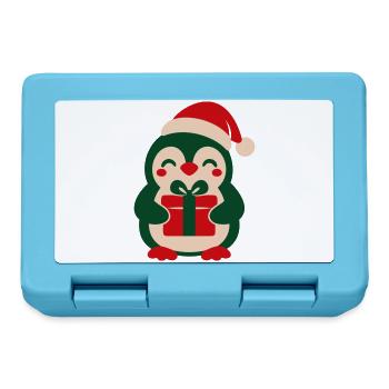 Pinguin Geschenk Clipart - Brotdose - Saphirblau - Vorne