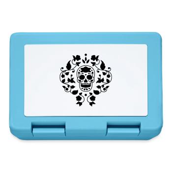 Sugar skull flower pattern t shirt graphic - Lunchbox - sapphire blue - Front