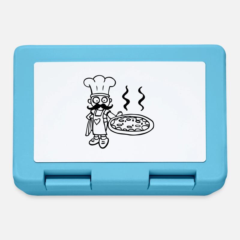 dessin rigolo de chef cuistot pizza pizzeria - Boîte à goûter - bleu saphir