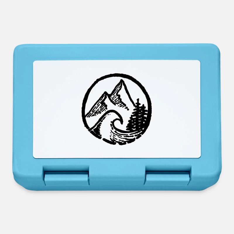 Logo montagnes, forêt & vague - Boîte à goûter - bleu saphir