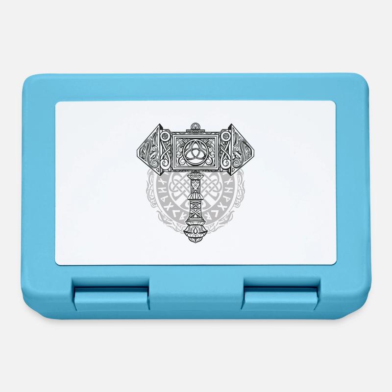 Wikinger Symbol Nordisch Thor Raben Hammer Mjölnir - Brotdose - Saphirblau