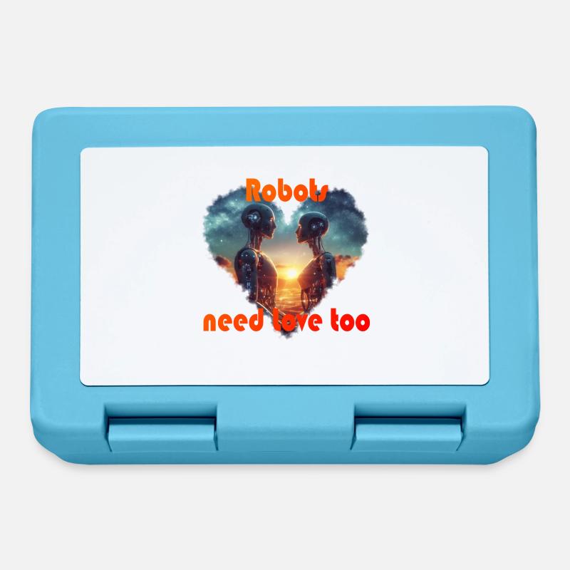 Robots need love - Lunchbox - sapphire blue