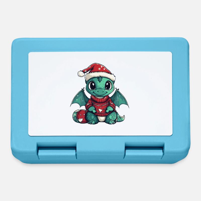 Drache Weihnachten Comic - Brotdose - Saphirblau