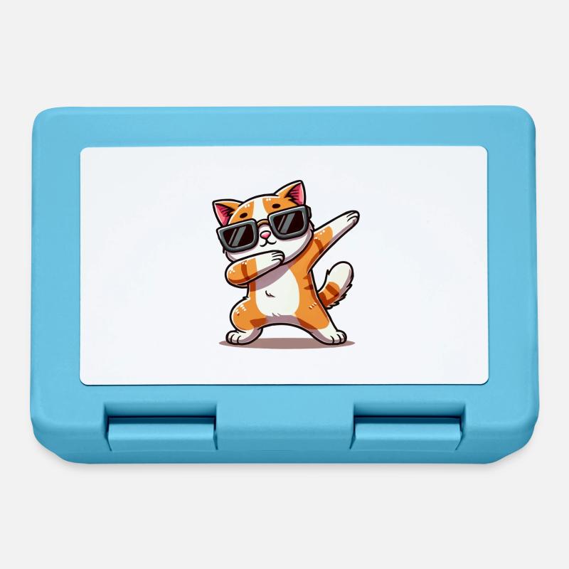 katze comic dabbing - Brotdose - Saphirblau