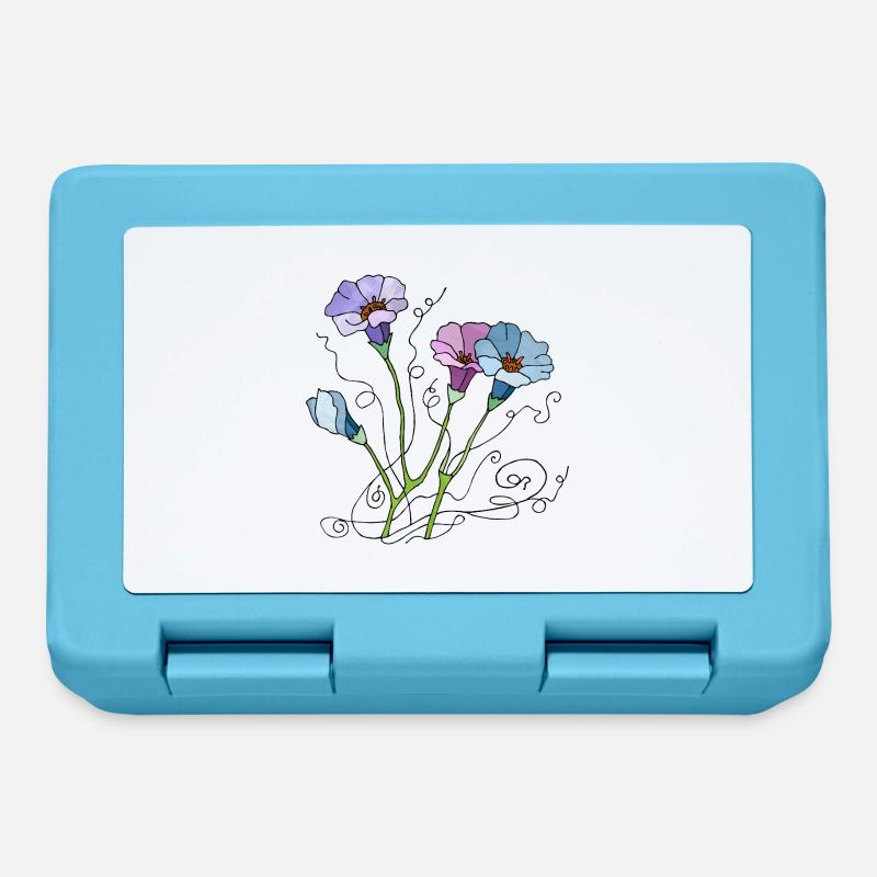Blumen - Brotdose - Saphirblau
