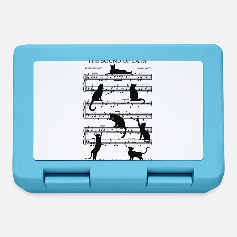 Musical Cats Notes Black - Lunchbox - sapphire blue