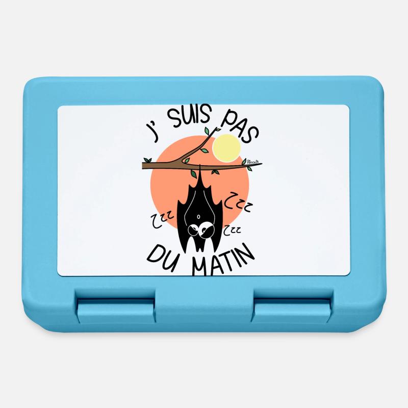 Chauve-souris, J' Suis pas du Matin, réveil - Boîte à goûter - bleu saphir