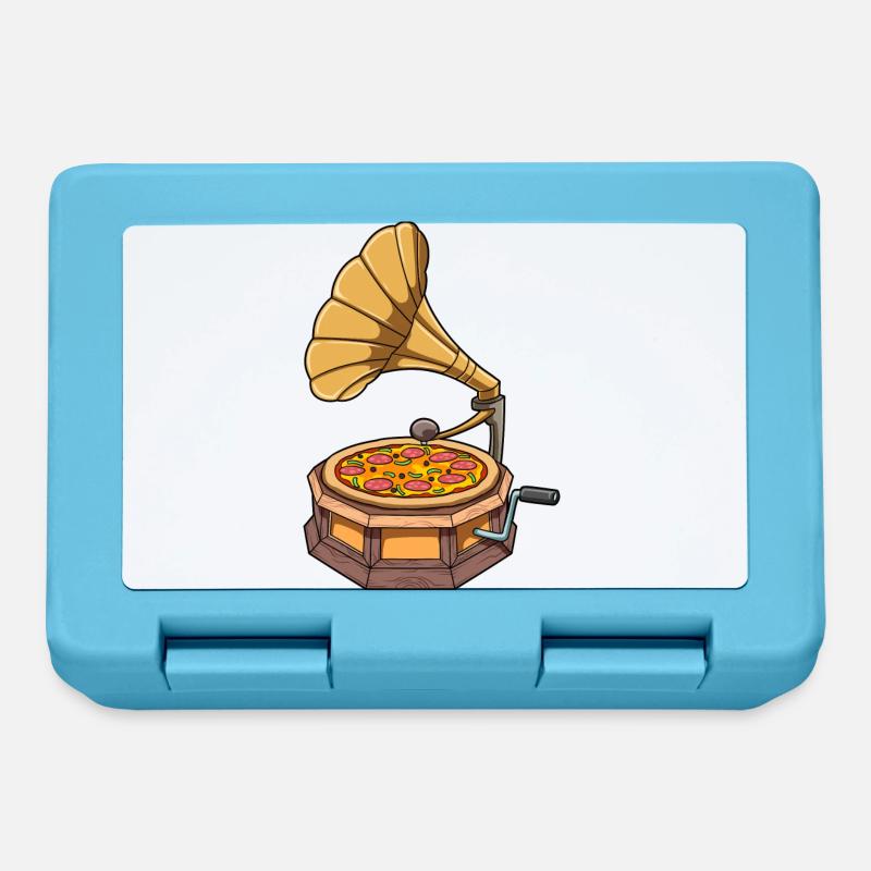 Funny Pizza Gramophone Record Player - Lunchbox - sapphire blue