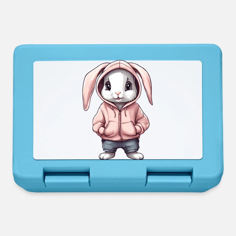Lapin mignon avec pull hoddie - Boîte à goûter - bleu saphir