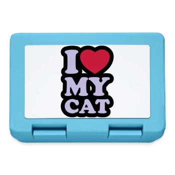 I love my cat - Ich liebe meine Katze - Brotdose - Saphirblau - Vorne
