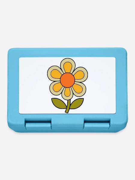 70er Jahre Blume Muster Retro flowerpower Geschenk - Brotdose - Saphirblau
