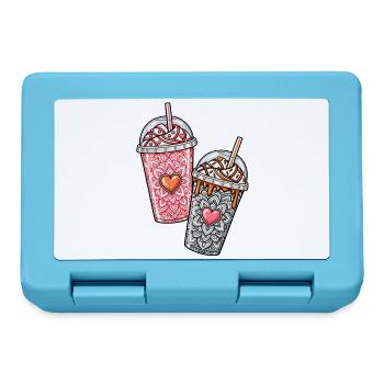 Coffee Hearts – Pink & Orange Iced Coffee - Brotdose - Saphirblau - Vorne
