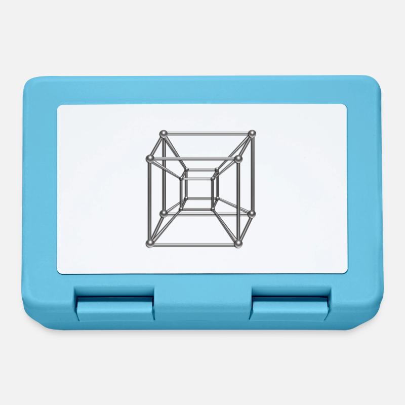 Tesseract, 4D Hypercube, digital silber, Symbol - Brotdose - Saphirblau