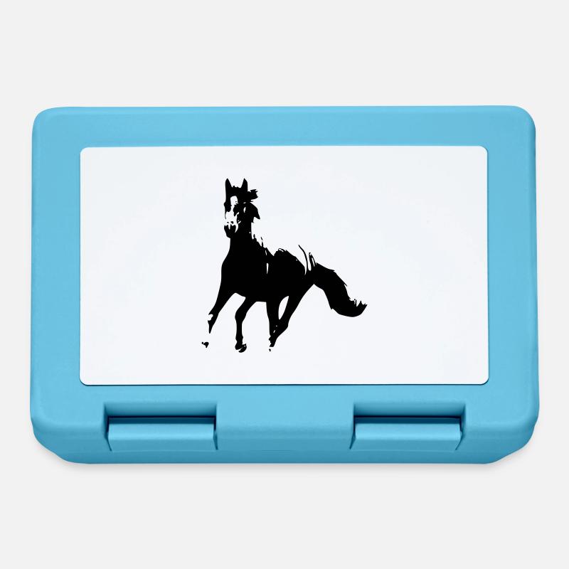 Cheval noir qui galope - Galopa - Boîte à goûter - bleu saphir